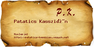 Patatics Kasszián névjegykártya